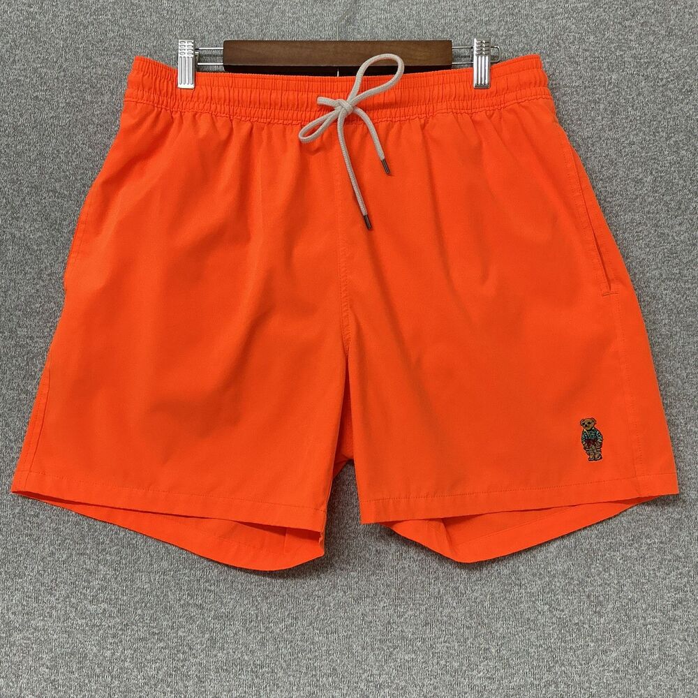 Polo Ralph Lauren Men's Polo Bear Swim Trunks Board Shorts sz XL Orange Preppy